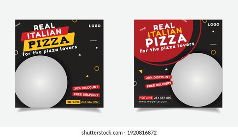 Social media post banner template for pizza and foods