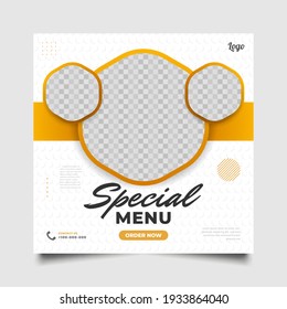 Social Media Post or Banner Template for Food or Drink Promotion. Layout design for marketing on social media