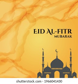 social media post banner template vector design eid al-Fitr with mosque image