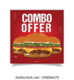 Social media post banner template for burger and foods