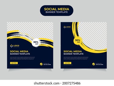Social Media post banner template. Promotional web banners for social media. Elegant sale and discount promo square flyer