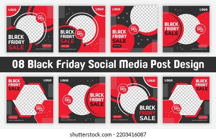 Social media post banner template pack for Black Friday festival.
Fashion sales social media post, web ads banner, Promotional ads design.