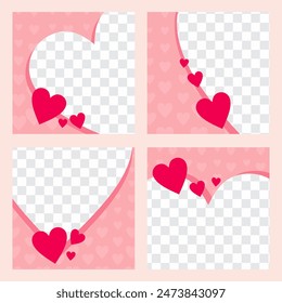 Social Media Post Banner Template. Pink background with wavy shapes and cinnta for Valentine's Day and those related to love