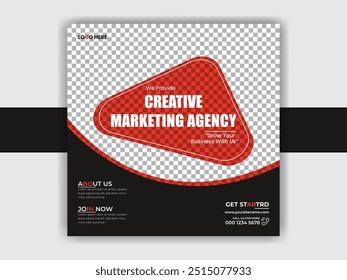 Plantilla de Anuncio de publicaciones de redes sociales y diseño de Vector de publicación de agencia de marketing creativo