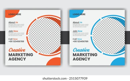 Social media post banner template and Creative marketing agency post vector design