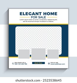 Social Media post banner template, Real estate house property Sale