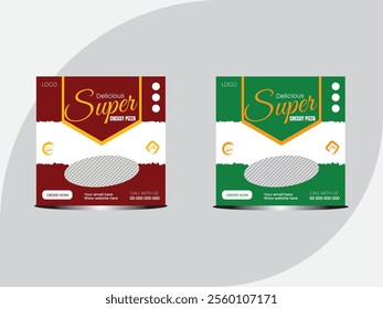 Social media post banner template for pizza and foods Editable pizza social media post template, Food Burger Social Media Post Design, Flyer or Social Media Post Template Themed Food