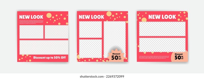 Social media post banner templates for promoting content. Suitable for advertising fashion, food, and other products