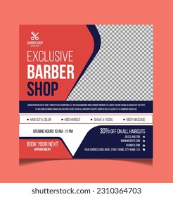 Social Media post for Barber Shop or Beauty and Hair Salon ad banner design template