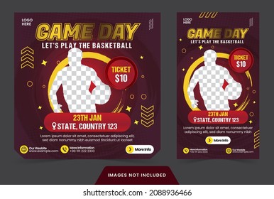 Social Media Post Basketball Sport Game Baner Or Flyer For Social Media Template With Modern Brush Style