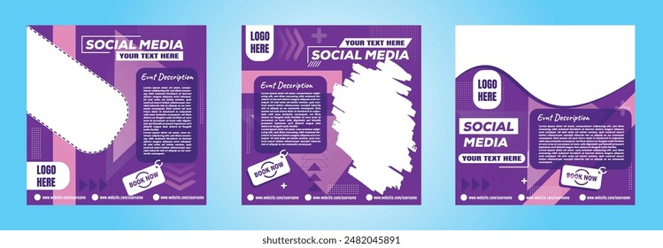Social media post with Book Now tag. Event announcement. editable poster template design. marketing banner. 