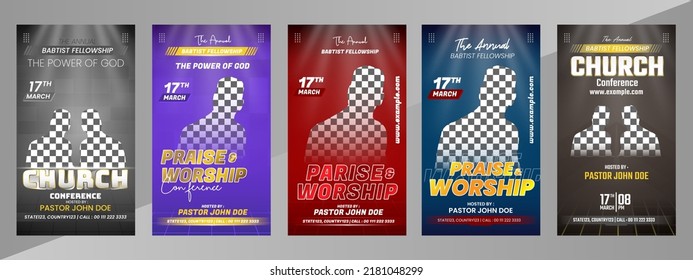 Social media post bundle church praise worship template with luxury elegant banner post