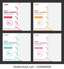 Social Media Post Bundle, Super Sale  Ad Banner Template
