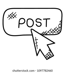 
Social media post button click, social media marketing symbol 

