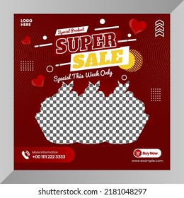 Social media post cake super sale or banner layout flyer template post