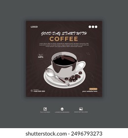 Social media post coffee design Facebook and Instagram design template.