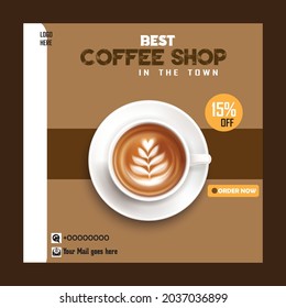 social media post for Coffee . Social media post template. Cafeteria ads.