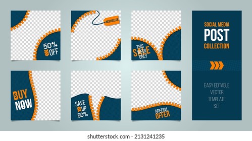 Social media post collection, easy editable vector template set, unique promo web banners