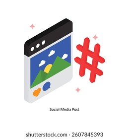 Social Media Post Concept isometric Style Illustrations. Eps 10 File 