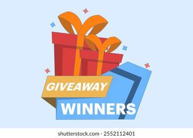 Social media post concept, surprise package, customer gift. gift box for gift giving advertisement, isolated icon like or repost in modern flat style.