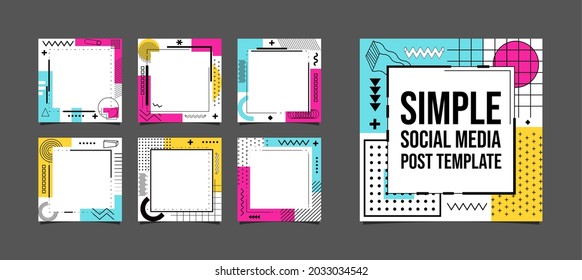 Social media post creative vector background set. 