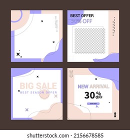 Social media social post creative Vector set. Background template with copy space for text and images design by abstract colored shapes