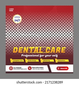 Social media post dental care template or Medical health banner with luxury elegant for social media banner