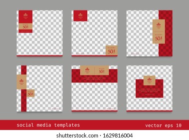 Social media post, design backgrounds for social media template Set of post frame cover. Template feed for social media