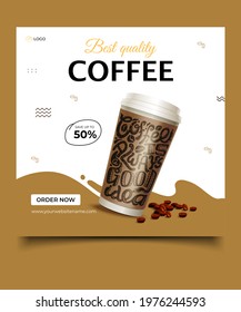social media post design for coffee. vector template  design.