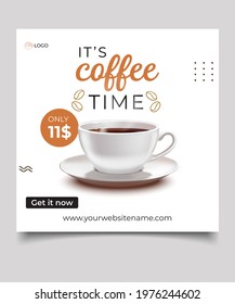 social media post design for coffee. vector template  design.