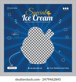 Diseño de publicaciones en redes sociales para helado fresco