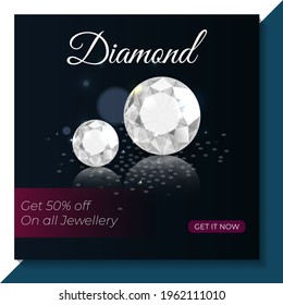 Social Media Post Design For Diamond Jewelry Vector Design.