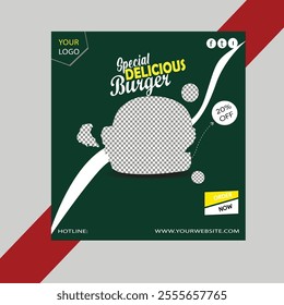 social media post design for fast-food items specially for burger