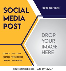 Social Media Post Design lemon yellow with dark blue 