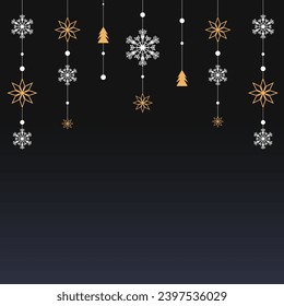 social media post design for Merry Christmas background with stars and snow with tree