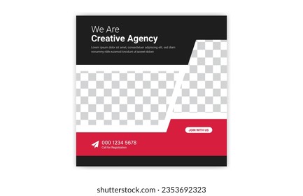 Social media post design. Promotional banner template. digital marketing agency and corporate social media banner.