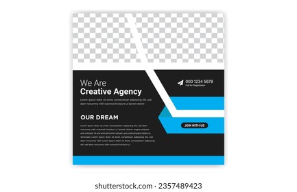 Social media post design. Promotional banner template. digital marketing agency and corporate social media banner.