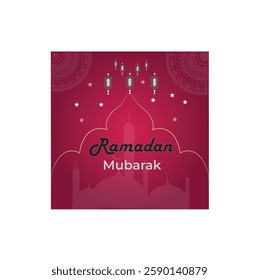 Social media post design with Ramadan Mubarak