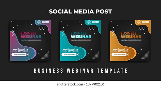Social Media Post design. Set design of social media advertisement with green black, pink green, and yellow black combination color. Good template for advertising on social media