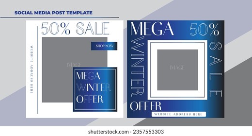 Social media Post design set with blue gradient color 