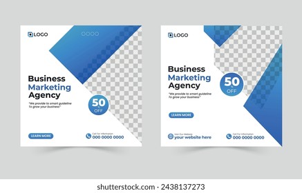 Social media post design set, Business social media ads bundle, Digital marketing agency ads design, Square design, Promotion business, Discount social media post.