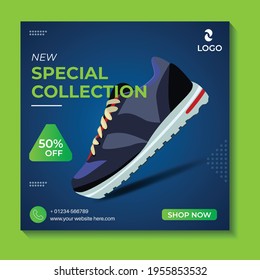 Social Media Post Design For Shoe Vector Design.