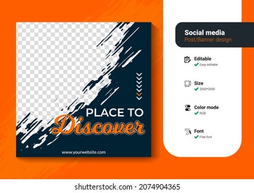 Diseño de publicaciones en medios sociales con obras de arte en brocha