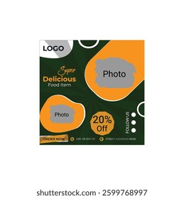 Social media post design with special food menu
