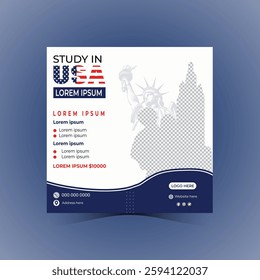 Social Media Post Design For Study in USA