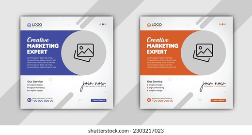 Diseño de publicaciones en medios sociales para webinarios de marketing digital exitosos, plantilla moderna de banner para marketing de negocios digitales en medios sociales