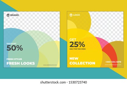 Social Media Post Design Template Bundle For Discount Promotion. Big Sale Advertisement Banner Design Template For Instagram   