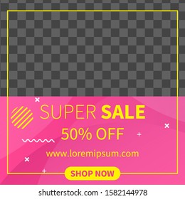 social media post design template with colorful color.  can used for sale Banners, Labels And Stickers. Vector Illustration. Super sale
