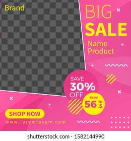 social media post design template with colorful color.  can used for sale Banners, Labels And Stickers. Vector Illustration. Big sale