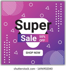 Social Media Post design template For Super sale, mega sale, Big sale offer